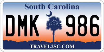 SC license plate DMK986