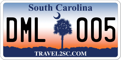 SC license plate DML005