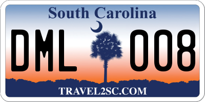 SC license plate DML008