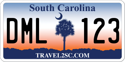 SC license plate DML123
