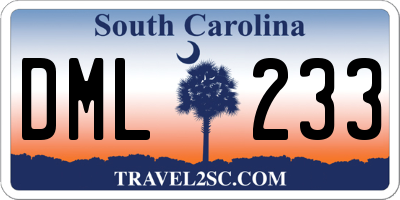 SC license plate DML233