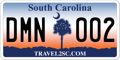 SC license plate DMN002