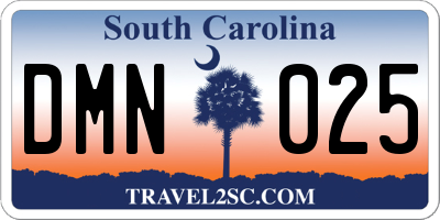 SC license plate DMN025