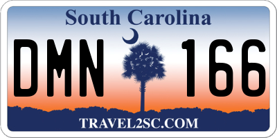 SC license plate DMN166