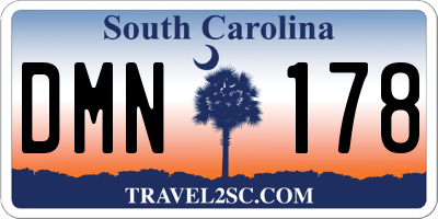 SC license plate DMN178