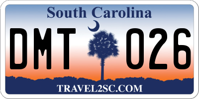 SC license plate DMT026