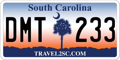 SC license plate DMT233