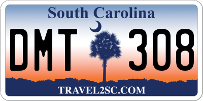 SC license plate DMT308