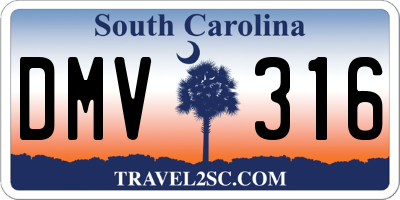 SC license plate DMV316