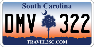 SC license plate DMV322