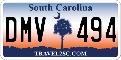 SC license plate DMV494