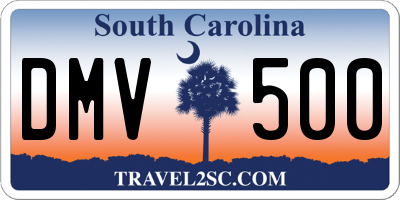 SC license plate DMV500