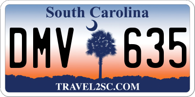 SC license plate DMV635