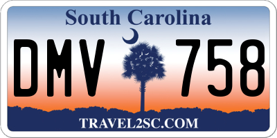 SC license plate DMV758