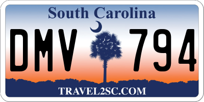 SC license plate DMV794