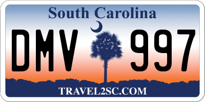 SC license plate DMV997