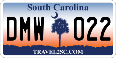 SC license plate DMW022