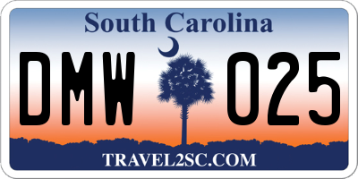 SC license plate DMW025