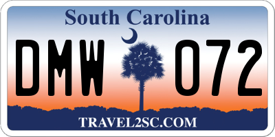 SC license plate DMW072