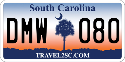 SC license plate DMW080