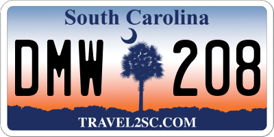 SC license plate DMW208