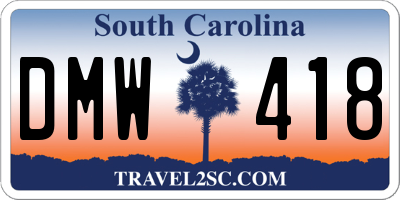 SC license plate DMW418