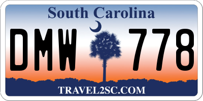SC license plate DMW778