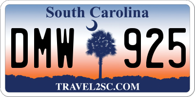 SC license plate DMW925