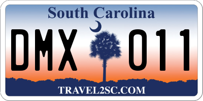 SC license plate DMX011