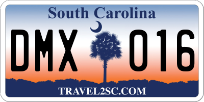 SC license plate DMX016
