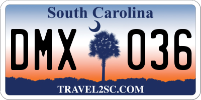 SC license plate DMX036