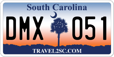 SC license plate DMX051