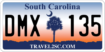 SC license plate DMX135