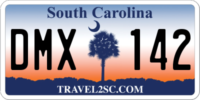 SC license plate DMX142