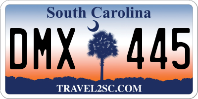 SC license plate DMX445
