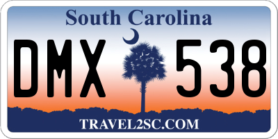 SC license plate DMX538