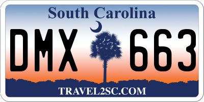 SC license plate DMX663
