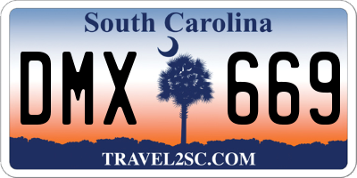 SC license plate DMX669