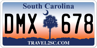 SC license plate DMX678