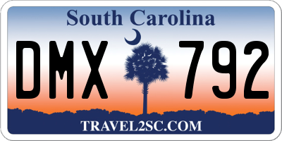 SC license plate DMX792