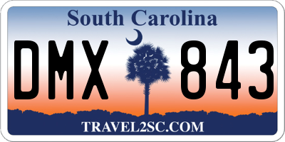 SC license plate DMX843