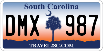 SC license plate DMX987