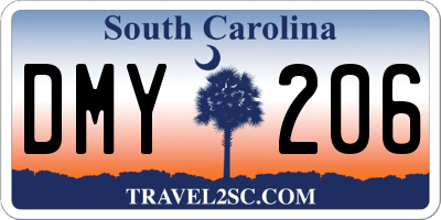 SC license plate DMY206
