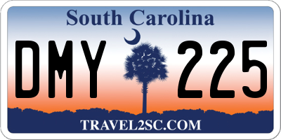 SC license plate DMY225