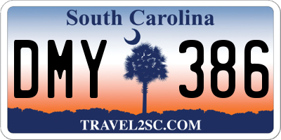 SC license plate DMY386