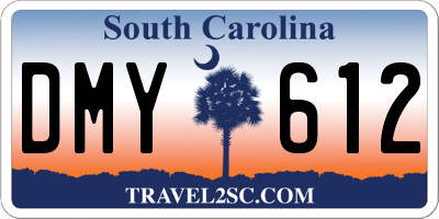 SC license plate DMY612