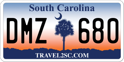SC license plate DMZ680