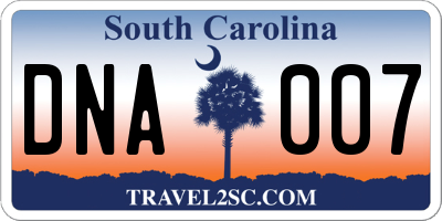 SC license plate DNA007