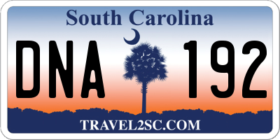 SC license plate DNA192