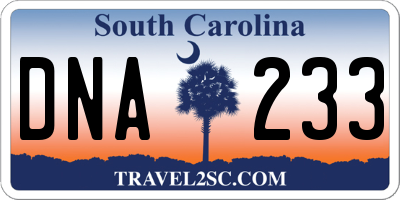 SC license plate DNA233